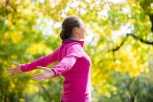 Woman practising breathing