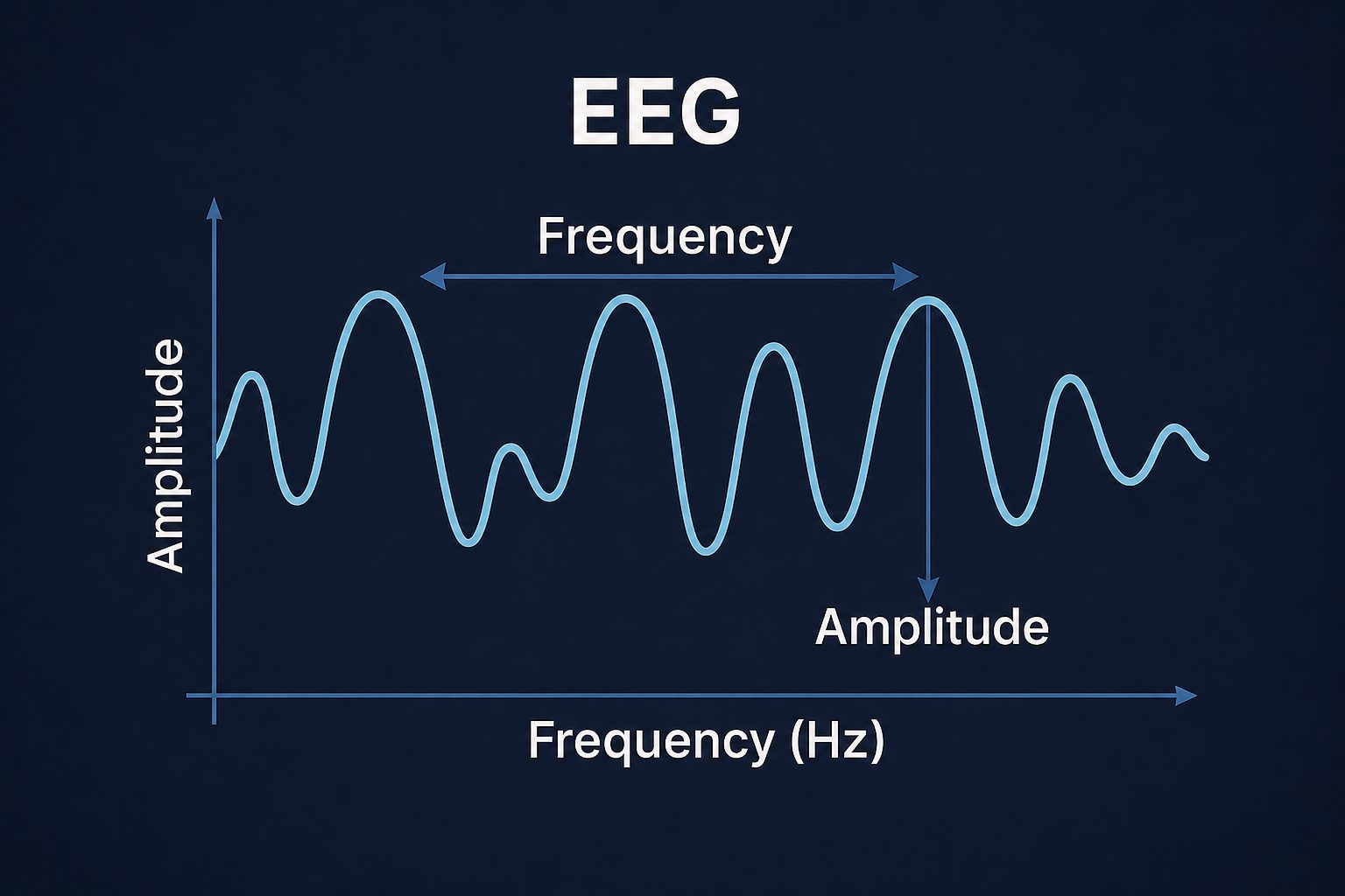 EEG diagram showing frequency and amplitude on a waveform